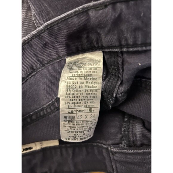 Carhartt FR Flame Resistant CAT 2 Pants Mens 42x34 Navy Blue loose fit FRB159 - Picture 7 of 12